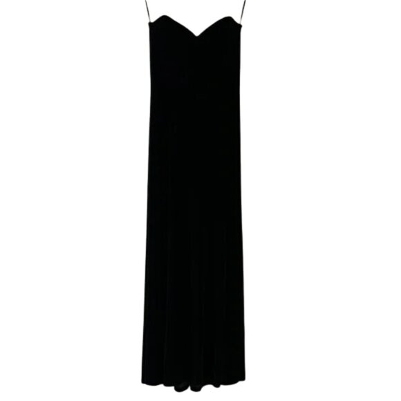 AJ Bari Dresses & Skirts - Black Strapless Velvet Gown Elegant Formal Evening Maxi Dress